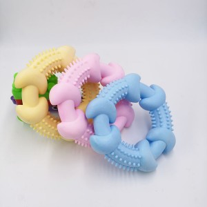 color TPR spiky ring dog chew toy for pet