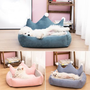 pet bolster bed for dog cat crown shape cute nest sofa pet bed