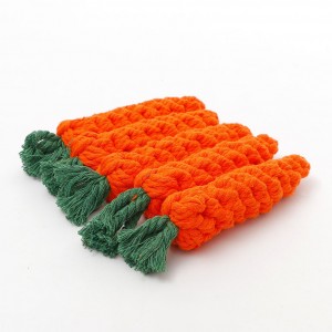 Pet cotton rope toys Pet carrots shape knot rope toys hand braided chew stick