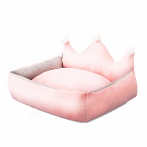 pet bolster bed for dog cat crown shape cute nest sofa pet bed