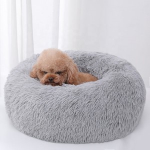 Luxury Soft Plush Warm Pet Bed Cushion Sofa Donut Round Cat Dog Bed Doughnut Dog Bed