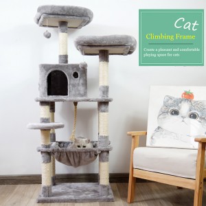 Wholesale custom high quality cat climbing frame cat tree wooden with cat scratching post