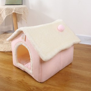 Cat Pet Bed and Dog Pet Bed Semi Enclosed Cat House and Puppy Kennel Soft Plush Pet Mat Can Improve Sleep