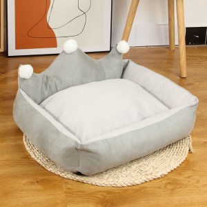 pet bolster bed for dog cat crown shape cute nest sofa pet bed