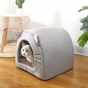 Cat Pet Bed and Dog Pet Bed Semi Enclosed Cat House and Puppy Kennel Soft Plush Pet Mat Can Improve Sleep