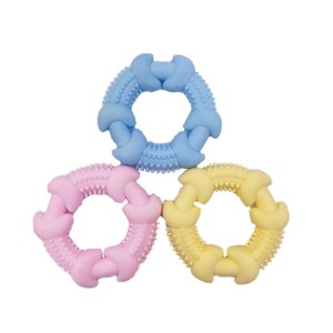 color TPR spiky ring dog chew toy for pet